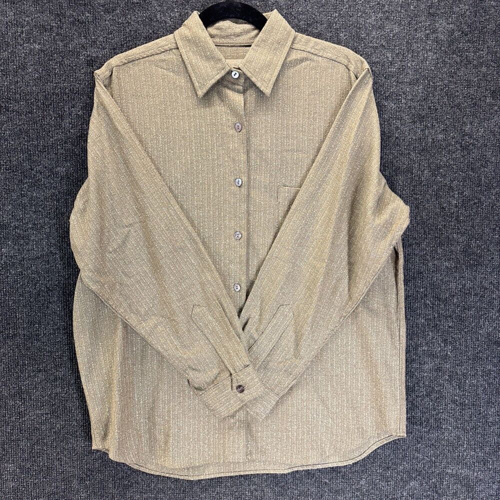 The Territory Ahead Mens Wool Blend Button Down Shirt Green Heavyweight Textured